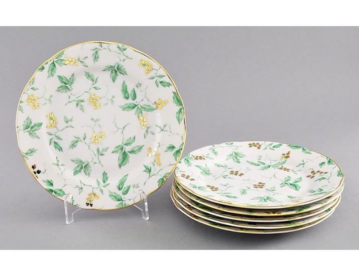 Набор тарелок мелких 6 шт 19см Leander Мэри-Энн Зелёные листья декор 1381