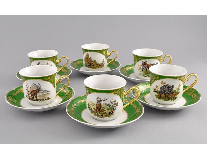 Набор чайных пар на 6 персон 12 предметов Leander Мэри-Энн Царская охота декор 0673