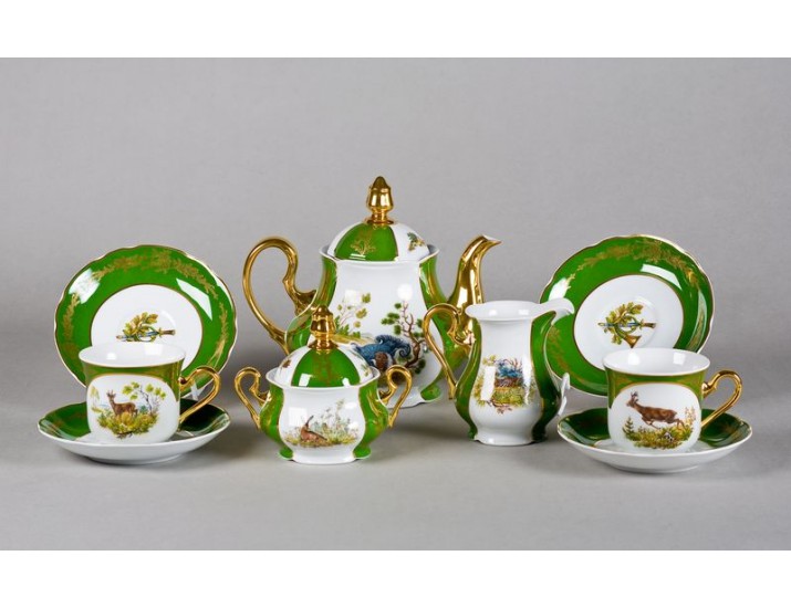 Сервиз чайный 27 предметов 12 персон Leander Мэри-Энн Царская охота декор 0763