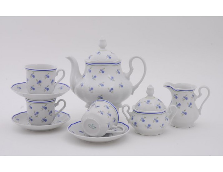Сервиз чайный 27 предметов 12 персон Leander Мэри-Энн Синие цветы декор 0887