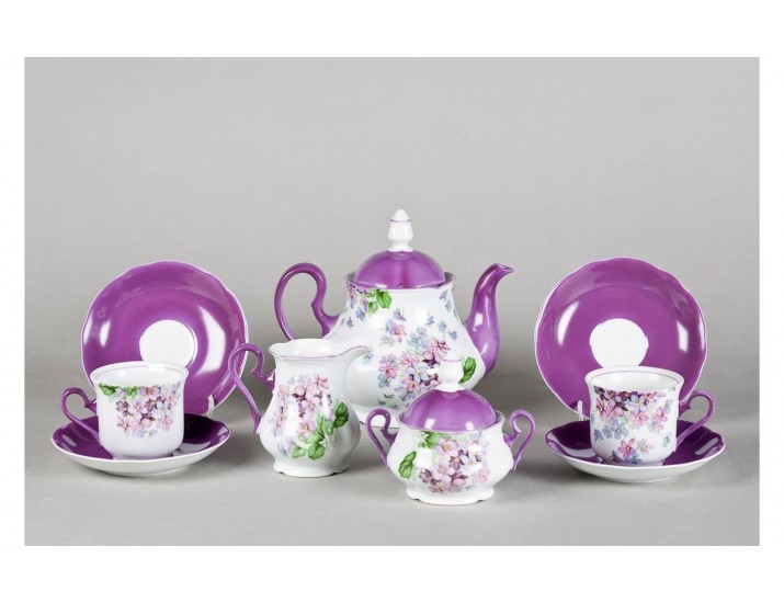 Сервиз чайный 15 предметов 6 персон Leander Мэри-Энн Лиловые цветы 03160725-2391