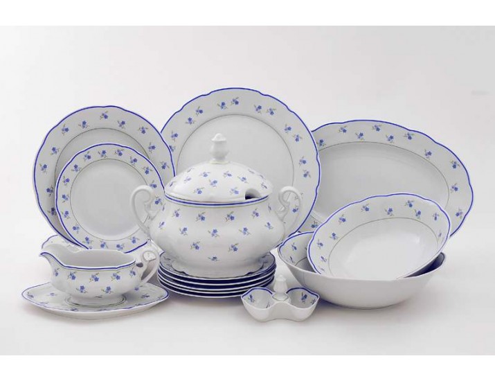 Чайно-столовый сервиз Leander на 6 персон 40 предметов Мэри-Энн Синие цветы  декор 0887