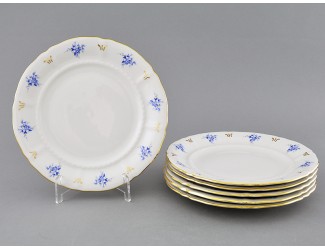 Набор тарелок мелких 6шт 25см Leander Соната Голубые цветы декор 0009