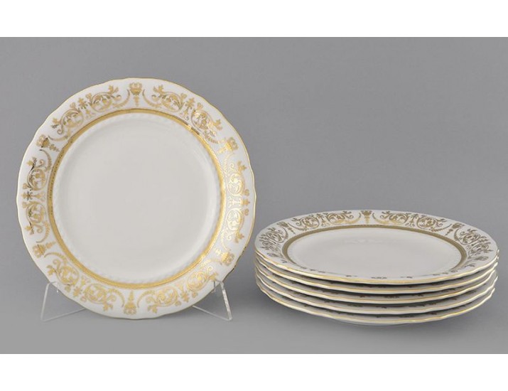 Набор тарелок десертных 6шт 19см Leander Соната Золотой орнамент декор 1373 слоновая кость 07560319-1373