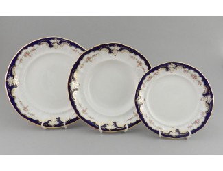 Набор тарелок 18 предметов Leander Соната Бледные цветы кобальт декор 1257
