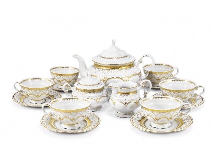 Сервиз чайный 15 предметов 6 персон Leander Соната Золотая чешуя декор 2517 07160725-2517