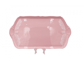 Поднос четырехугольный граненый 41см Leander Соната Белый узор розовый фарфор декор 3001 07211645-3001
