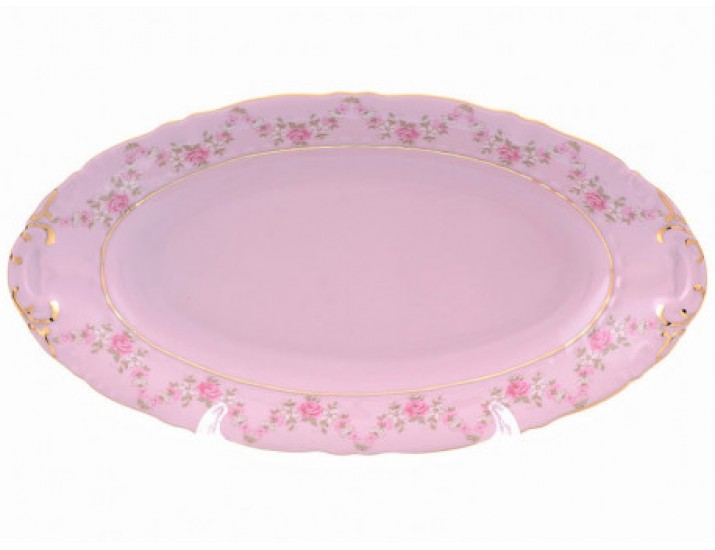 Блюдо овальное 23см Leander Соната Мелкие цветы декор 0158 розовый фарфор 07216125-0158