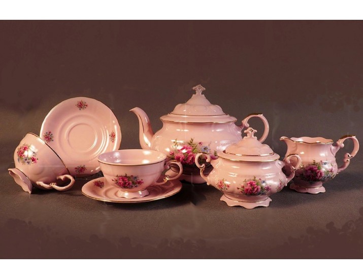 Сервиз чайный 15 предметов 6 персон Leander Соната Розовые цветы