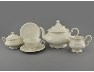 Сервиз чайный 15 предметов 6 персон Leander Соната Белый узор декор 3001 слоновая кость 07560725-3001