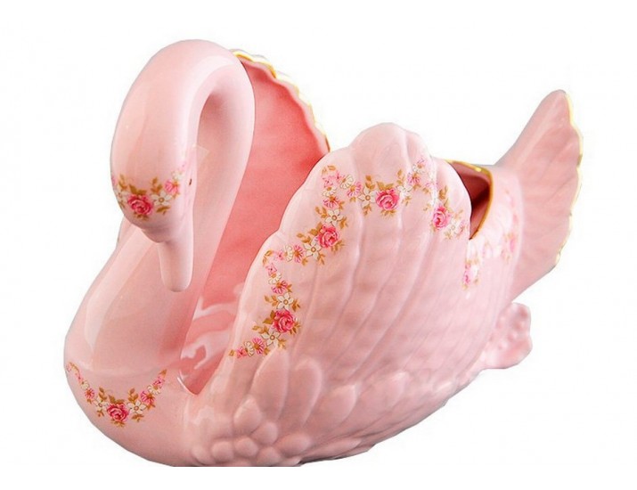 Конфетница-лебедь Leander Соната , розовый фарфор мелкие цветы декор 0158 20218426-0158