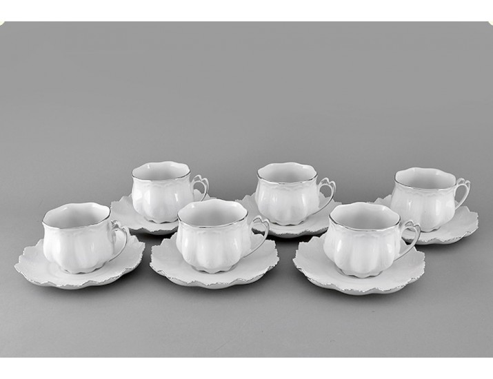 Набор чайных пар на 6 персон 12 предметов 200мл Leander Виктория белый 62160415-2215	