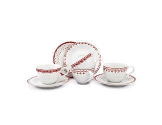 Набор чайных пар на 4 персоны 8 предметов Leander Hyggelyne красный 71150425-327D