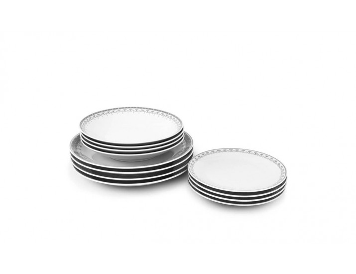 Набор тарелок 12 предметов  Leander Hyggeline серый 71160120-327C