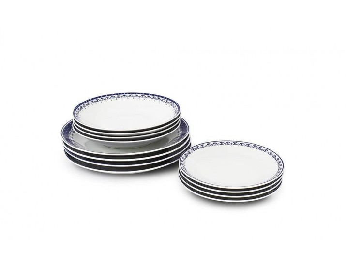 Набор тарелок 12 предметов Leander Hyggeline синий 71160120-327E