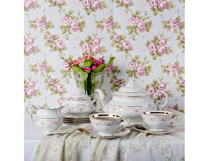 Чайно-столовый сервиз Leander на 6 персон 40 предметов Соната Мелкие цветы декор 0158