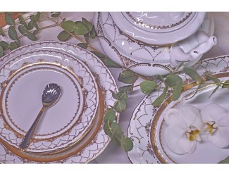 Блюдо круглое мелкое 32смLeander Соната Золотая чешуя декор 2517 07111315-2517