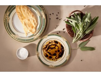 Блюдо круглое мелкое 30см Leander Сабина, Фрукты на зелёной ленте декор 0711 02111333-0711