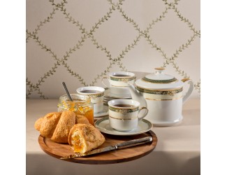 Сервиз чайный на 6 персон 15 предметов Leander Сабина, Фрукты на зелёной ленте декор 0711