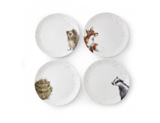  Набор тарелок обеденных 4шт 26,5см Royal Worcester Забавная фауна Барсук, еж, лиса, сова