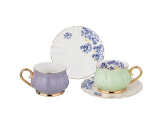 Набор чайных пар на 2 персоны 4 предмета 200мл Lefard Времена года фиолетовый/мятный 275-1178