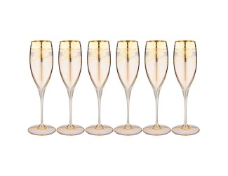 Набор бокалов для шампанского 6шт 260мл Art Decor Amalfi Ambra Oro