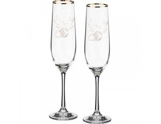 Набор бокалов для шампанского 2шт 190мл 24см Bohemia Crystal Свадебные