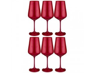 Набор бокалов для вина 6шт 450мл 24см  Bohemia Crystal Sandra Sprayed Red красный