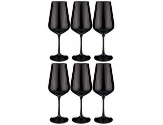Набор бокалов для вина 6шт 450мл 24см Bohemia Crystal Sandra Sprayed Black чёрный