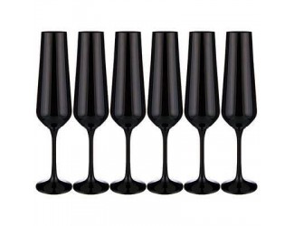 Набор бокалов для шампанского 6шт 200мл Bohemia Crystal Sandra Sprayed Black чёрный
