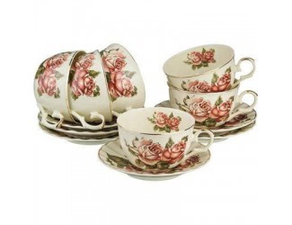 Набор чайных пар на 6 персон 12 предметов Lefard Корейская роза 69-1766