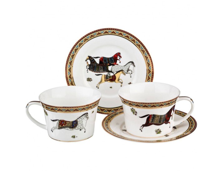 Набор чайных пар на 2 персоны 4 предмета Lefard Лошадь 260мл 760-042