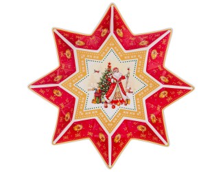 Блюдо-звезда 26см Lefard Дед Мороз красное 85-1624