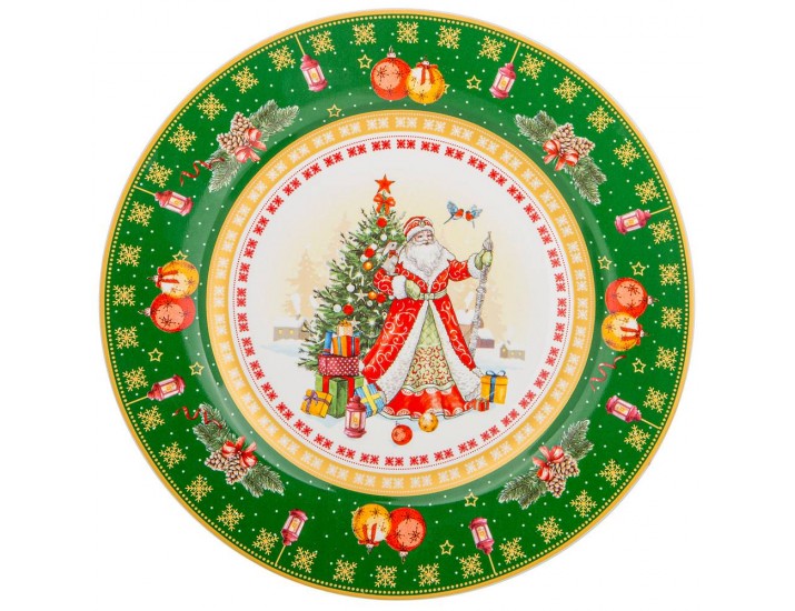 Тарелка 20,5см Lefard Дед Мороз зелёная 85-1631