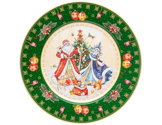 Тарелка 27см Lefard Дед Мороз и Снегурочка зелёная 85-1714