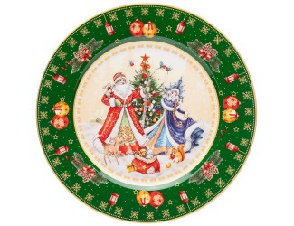 Тарелка 20,5см Lefard Дед Мороз и Снегурочка зелёная 85-1715