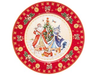 Тарелка 27см Lefard Дед Мороз и Снегурочка красная 85-1716