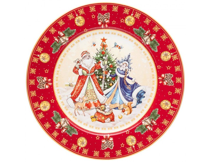 Тарелка 27см Lefard Дед Мороз и Снегурочка красная 85-1716