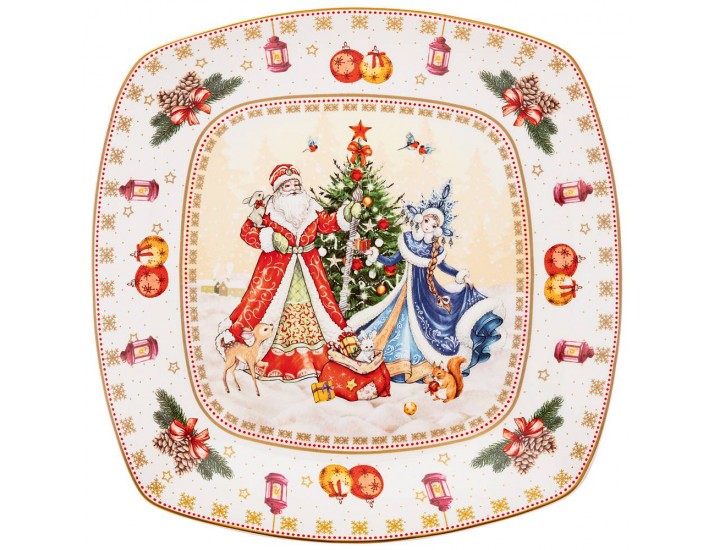 Блюдо квадратное 25см Lefard Дед Мороз и Снегурочка 85-1732