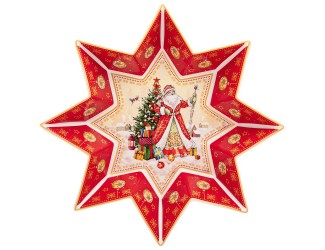 Блюдо-звезда 32*5см Lefard Дед Мороз красное 85-1740