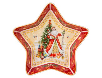 Блюдо-звезда 17,5см Lefard Дед Мороз красное 85-1747