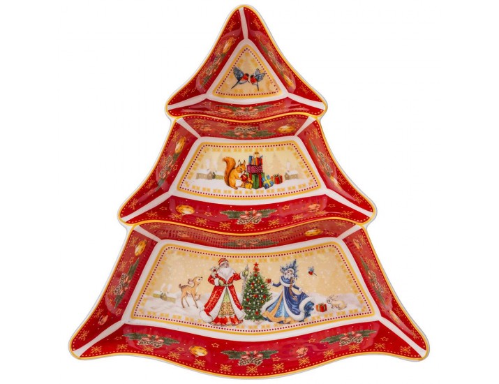 Менажница-ёлка 24смсм Lefard Дед Мороз и Снегурочка красное 85-1748