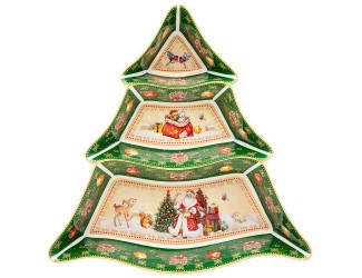 Менажница-ёлка 24см Lefard Дед Мороз и Снегурочка зелёная 85-1750