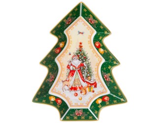 Блюдо-ёлка 26см Lefard Дед Мороз и Снегурочка зелёное 85-1752
