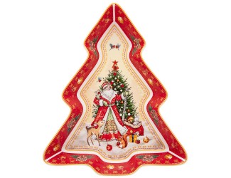 Блюдо-ёлка 25*21см Lefard Дед Мороз красное 85-1754