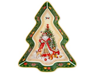Блюдо-ёлка 25см Lefard Дед Мороз и Снегурочка зелёное 85-1755