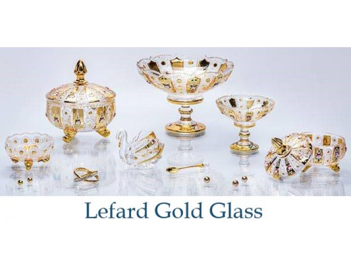 Конфетница с крышкой 12см Lefard Gold Glass 195-103