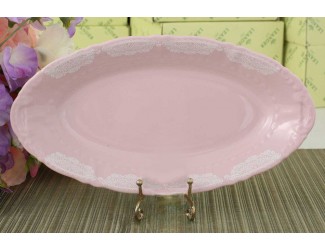 Блюдо овальное 23см Leander Соната Белый узор розовый фарфор декор 3001 07216125-3001