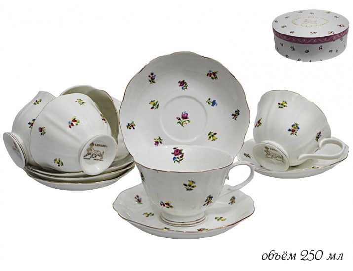 Набор чайных пар на 6 персон 12 предметов Lenardi Полевые цветы 105-048