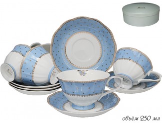 Набор чайных пар на 6 персон 12 предметов 250мл Lenardi 105-247 голубой